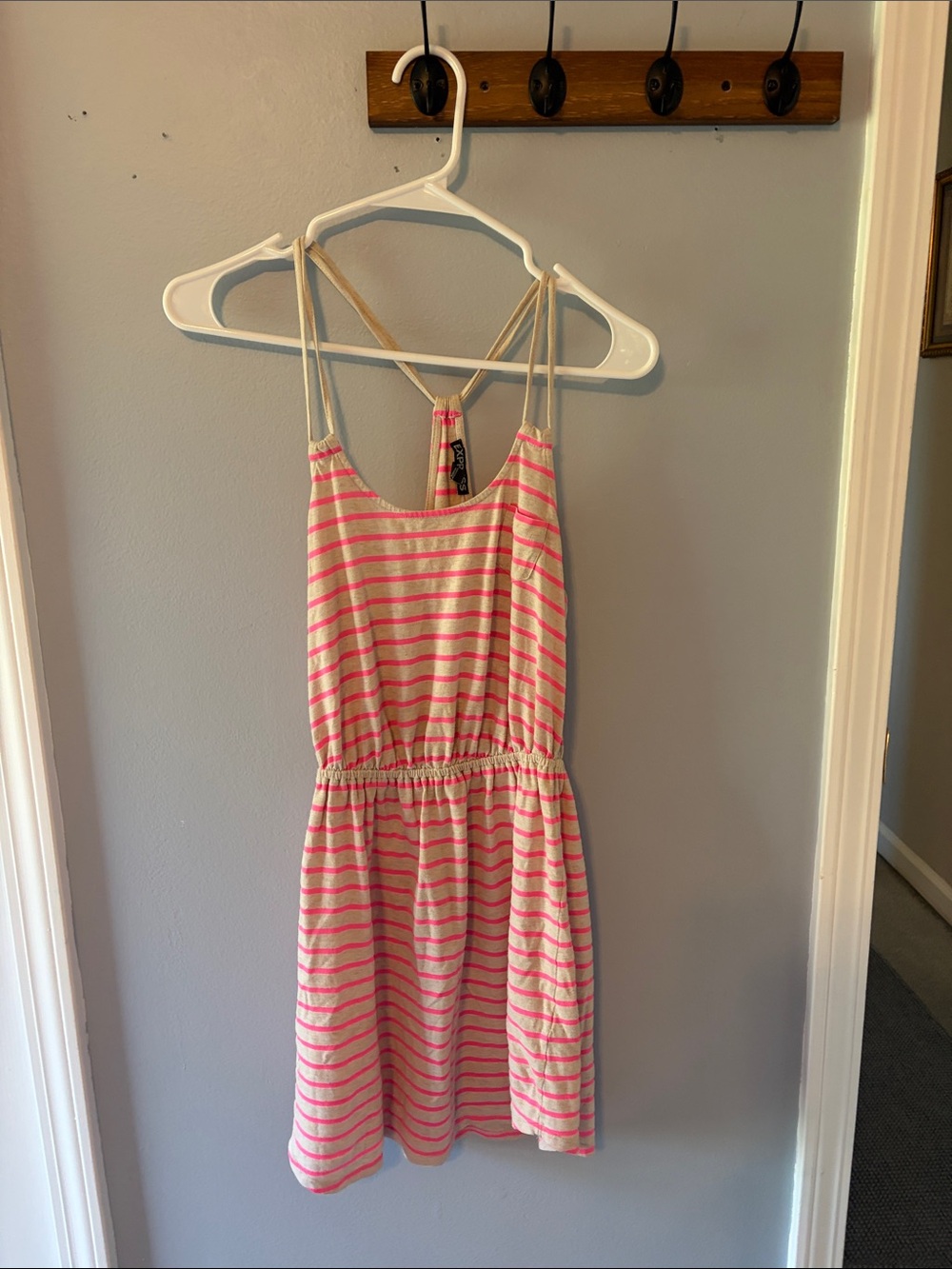Express Women’s  Pink and Cream Striped Sundress